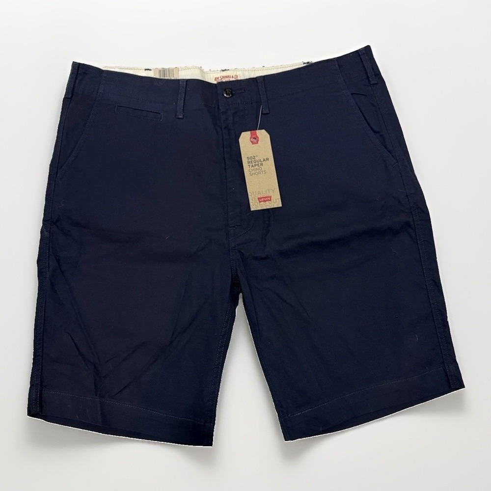 NEW Levis 502 Regular Taper Chino Shorts Sz 38 Navy Blue